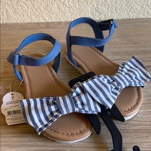 NWT blue and white bow sandals